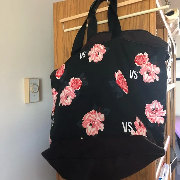 Victoria's Secret Black Tote with Pink Floral Design - Picture 7 of 8